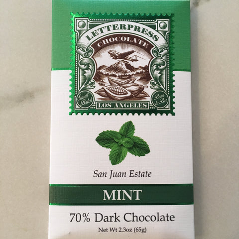 Letterpress Mint 70% Dark Chocolate Bar
