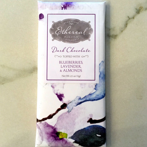 Ethereal Blueberries Lavender Almonds 66% Chocolate Bar