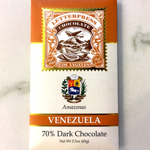Letterpress Amazonas Venezuela 70% Dark Chocolate Bar